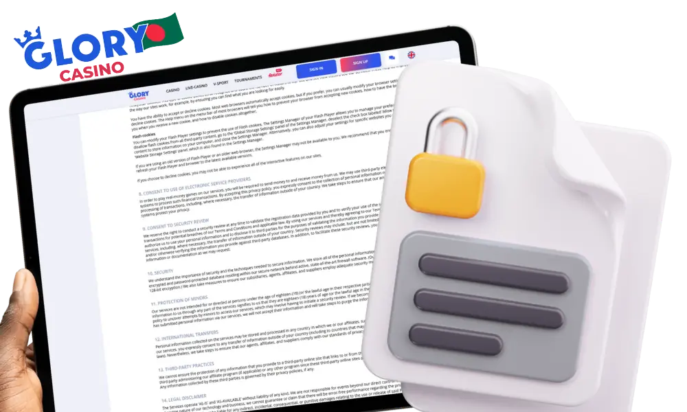 Glory Casino cares about the security of its users' data